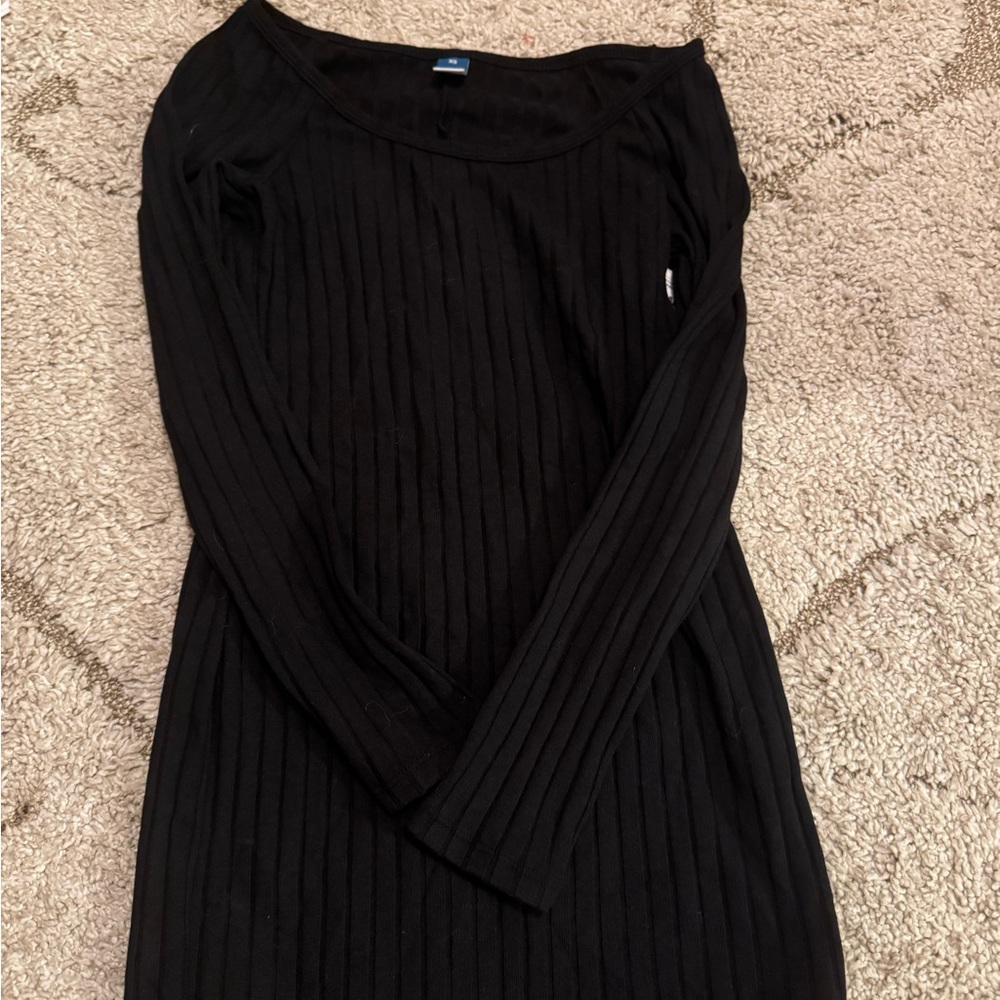 Old Navy Black Fitted Ribbed Dress